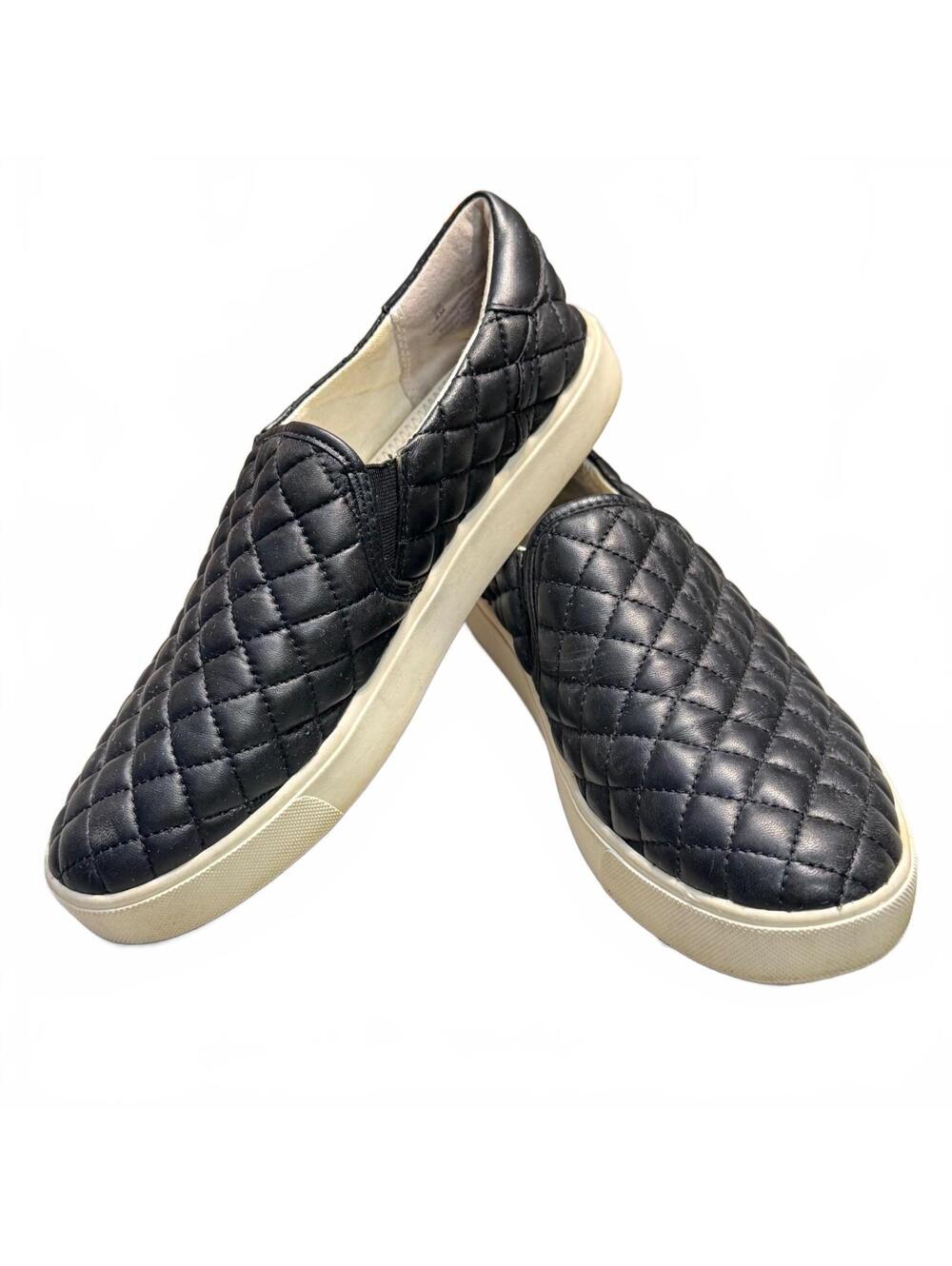 Sam Edelman Women's Ezzie Quilted Black Leather Slip-On Sneakers Size US 8